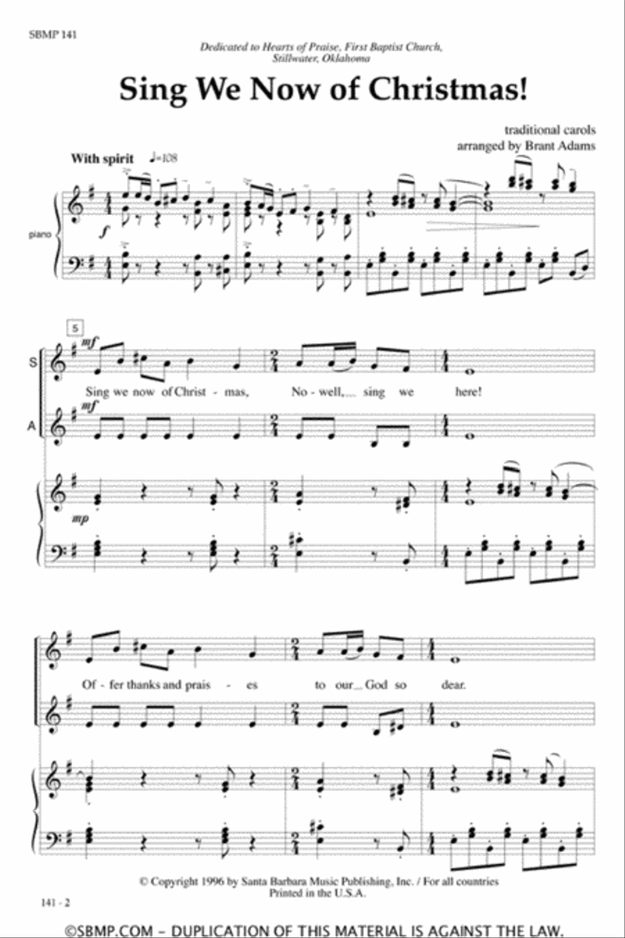 Sing We Now of Christmas - SSA Octavo SSA scores gallery preview page 2
