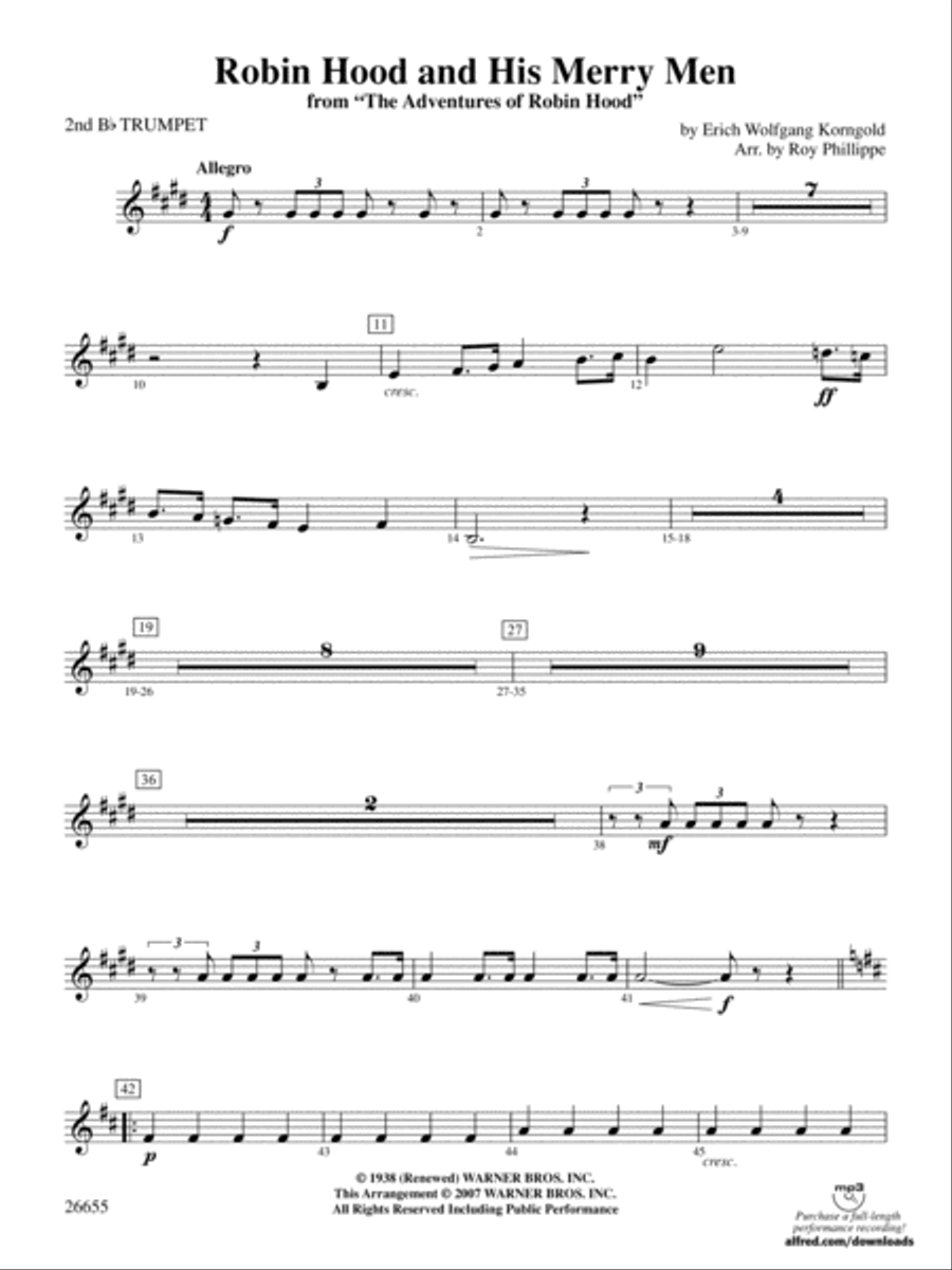 Robin Hood and His Merry Men: 2nd B-flat Trumpet Full Orchestra scores gallery preview page 1