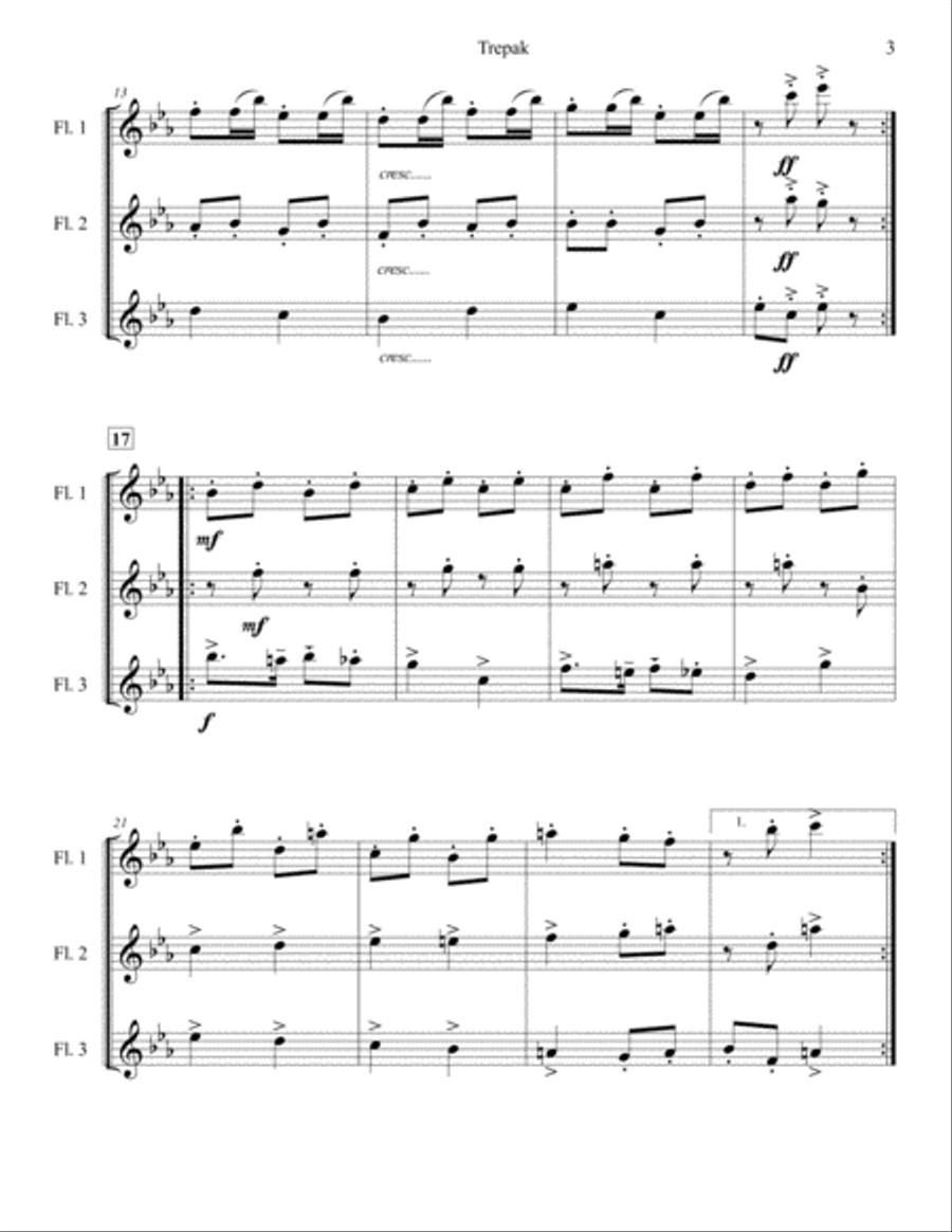 Trepak from The Nutcracker Suite for Three Flutes Flute Trio scores gallery preview page 3