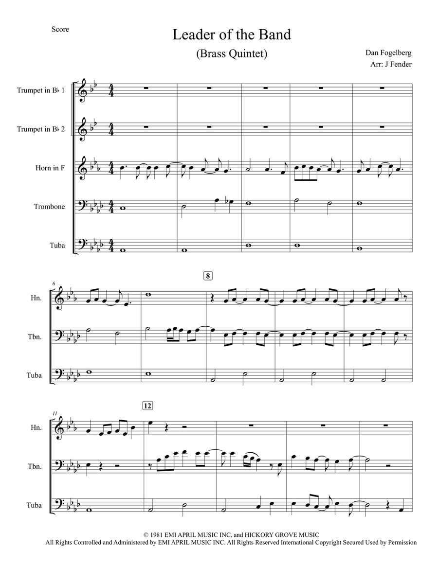 Leader Of The Band Leader Of The Band Brass Quintet scores gallery preview page 1