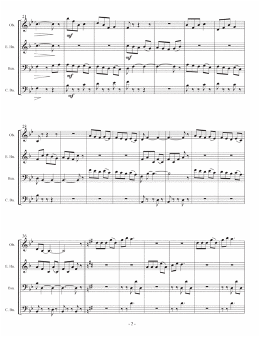3 Latin Dances for double reed quartet Woodwind Ensemble scores gallery preview page 2