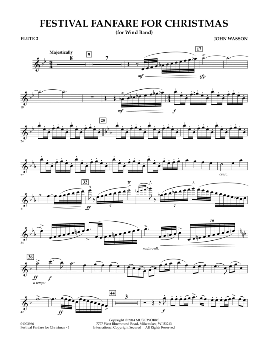 Festival Fanfare for Christmas (for Wind Band) - Flute 2 Concert Band scores gallery preview page 1