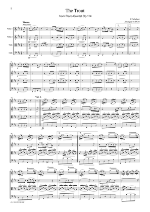 Schubert The Trout from Piano Quintet Op.114, for string quartet, CS004