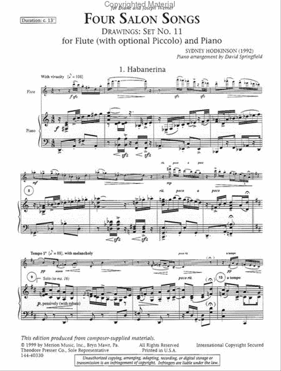 Four Salon Songs Chamber Music scores gallery preview page 2