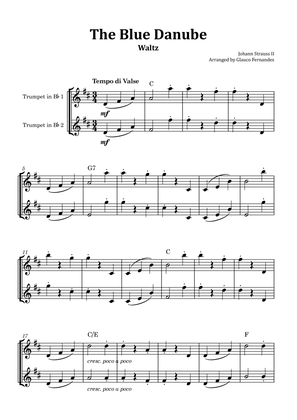 The Blue Danube - Trumpet Duet with Chord Notations