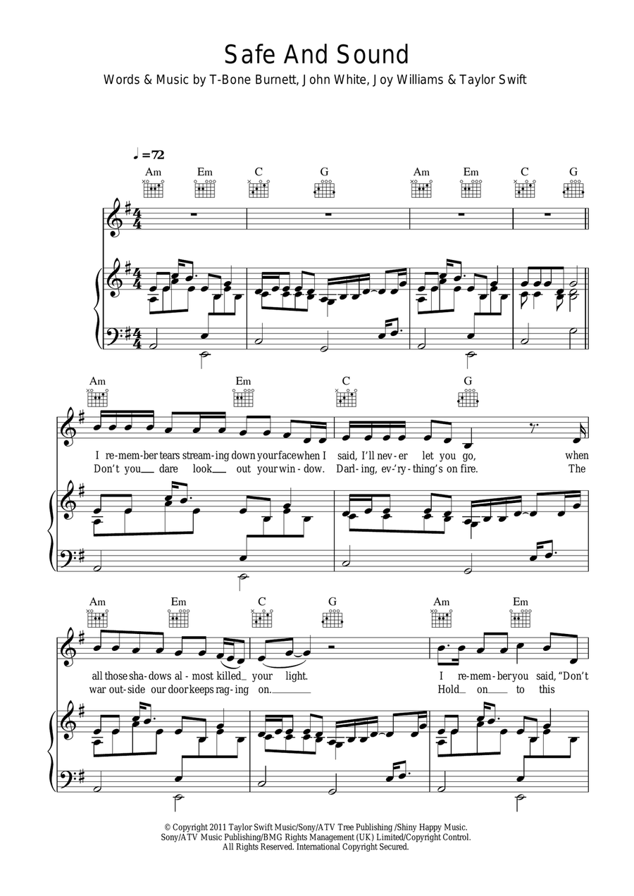 Safe & Sound (feat. The Civil Wars) (from The Hunger Games) Acoustic Guitar scores gallery preview page 1