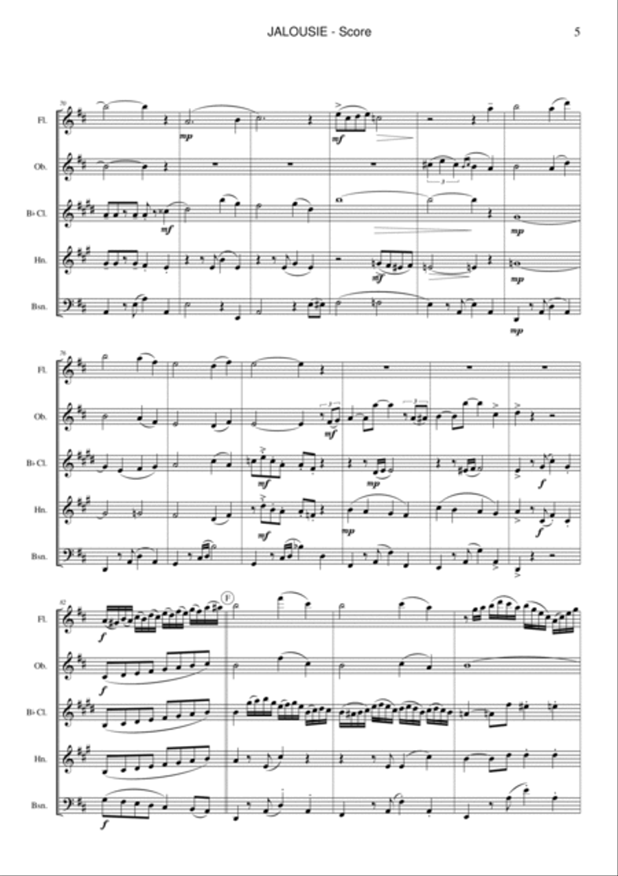 Jalousie (tango Tzigane) Jalousie (tango Tzigane) Woodwind Quintet scores gallery preview page 5