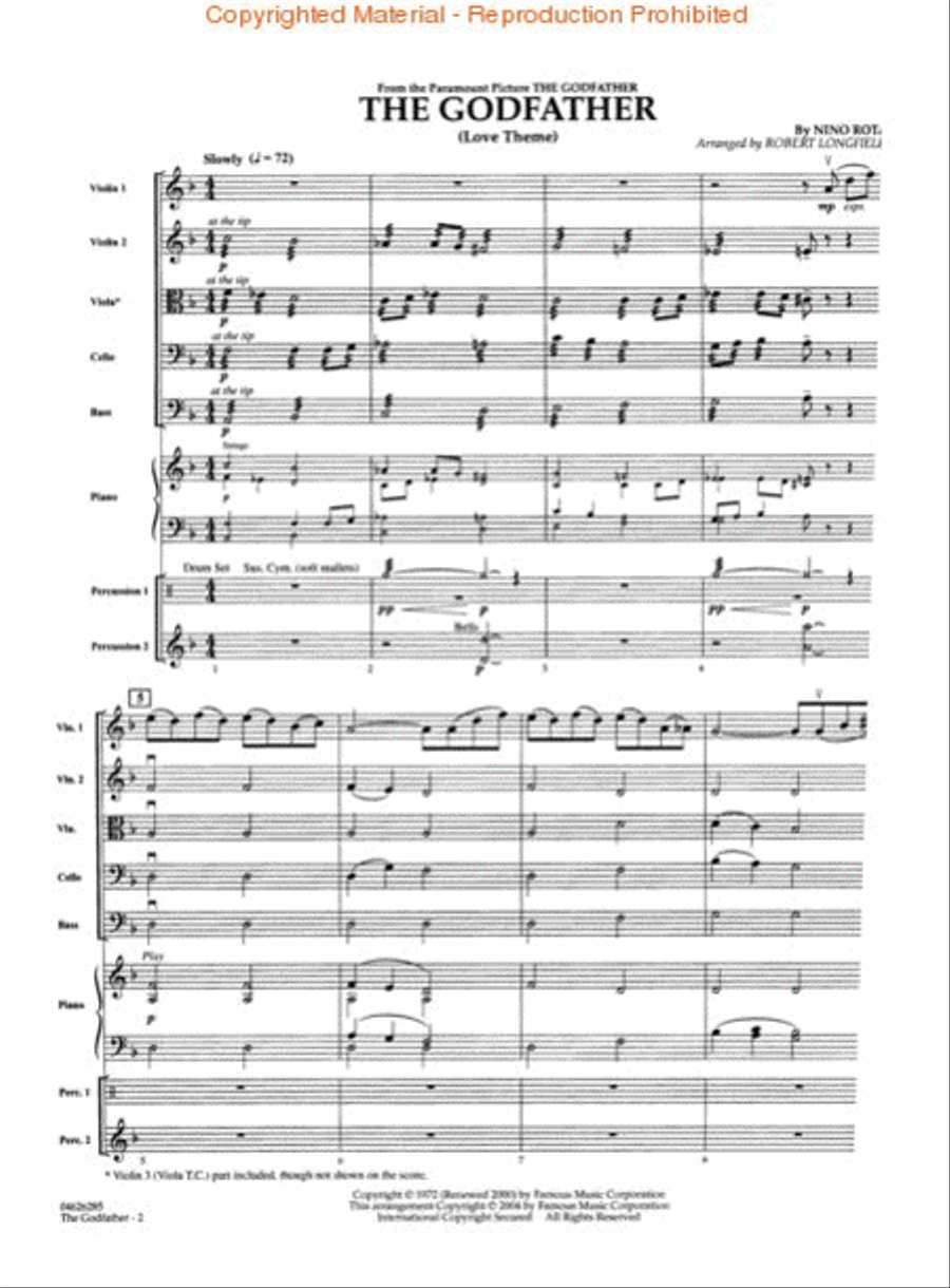 Theme from The Godfather String Orchestra scores gallery preview page 2