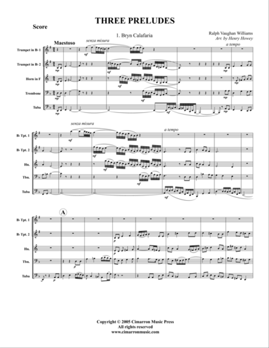 Three Welsh Preludes Three Welsh Preludes Brass Quintet scores gallery preview page 1