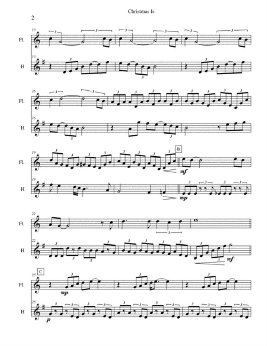 Christmas Is Christmas Is Woodwind Duet scores gallery preview page 2