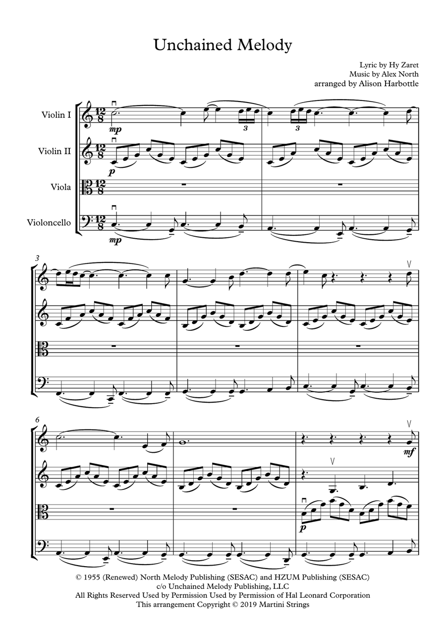 Unchained Melody String Quartet scores gallery preview page 2
