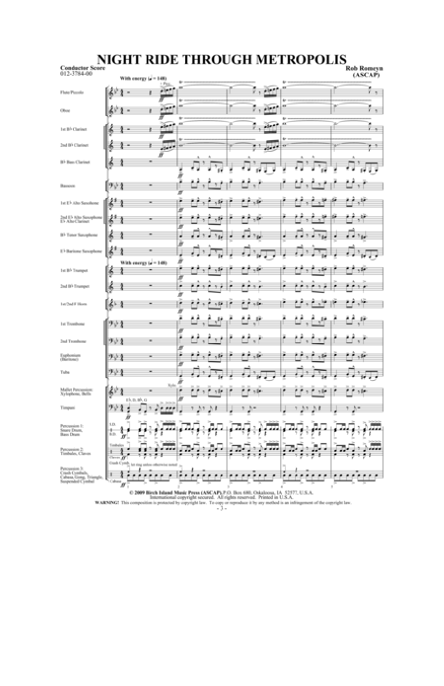 Night Ride Through Metropolis Concert Band scores gallery preview page 2