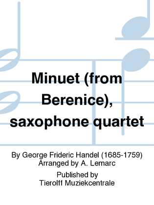 Book cover for Minuet (from 'Berenice'), Saxophone Quartet