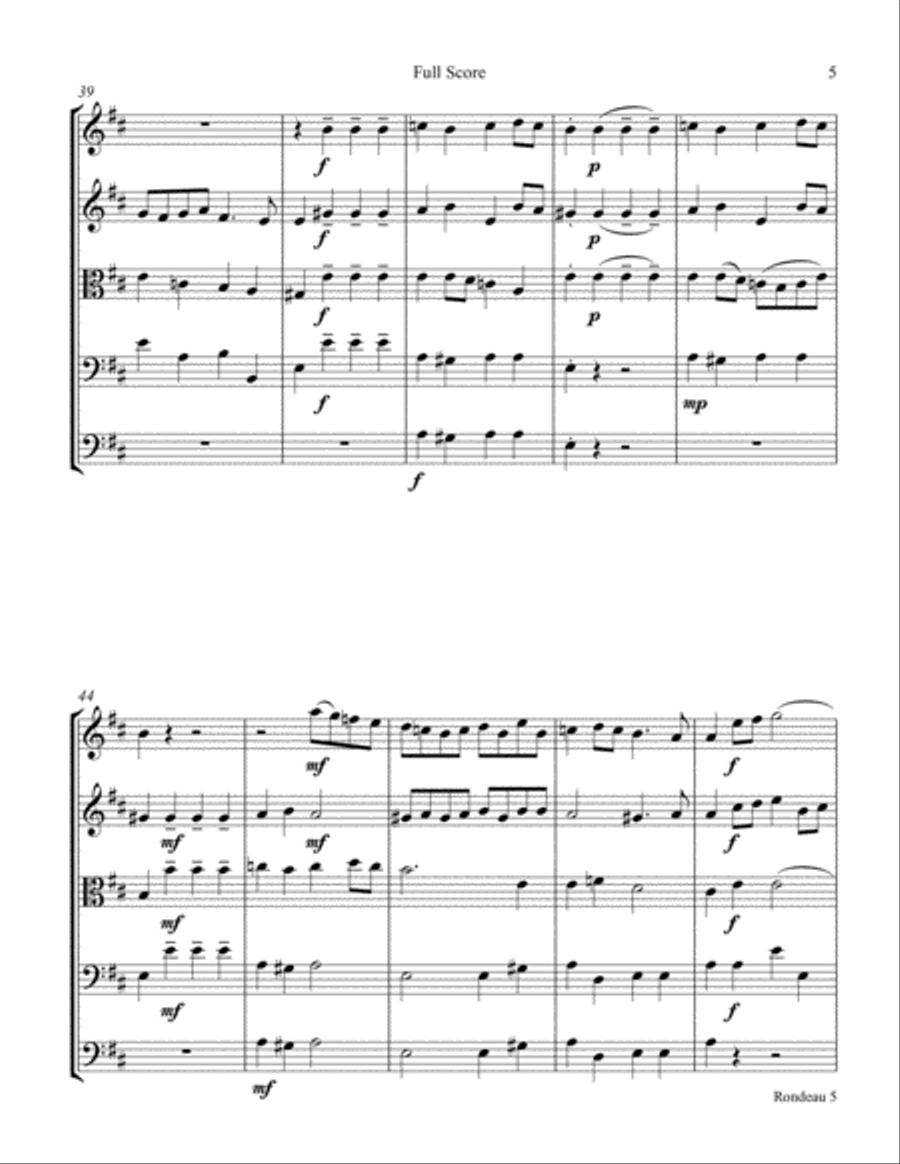 Rondeau- string quartet with optional bass String Quartet scores gallery preview page 5