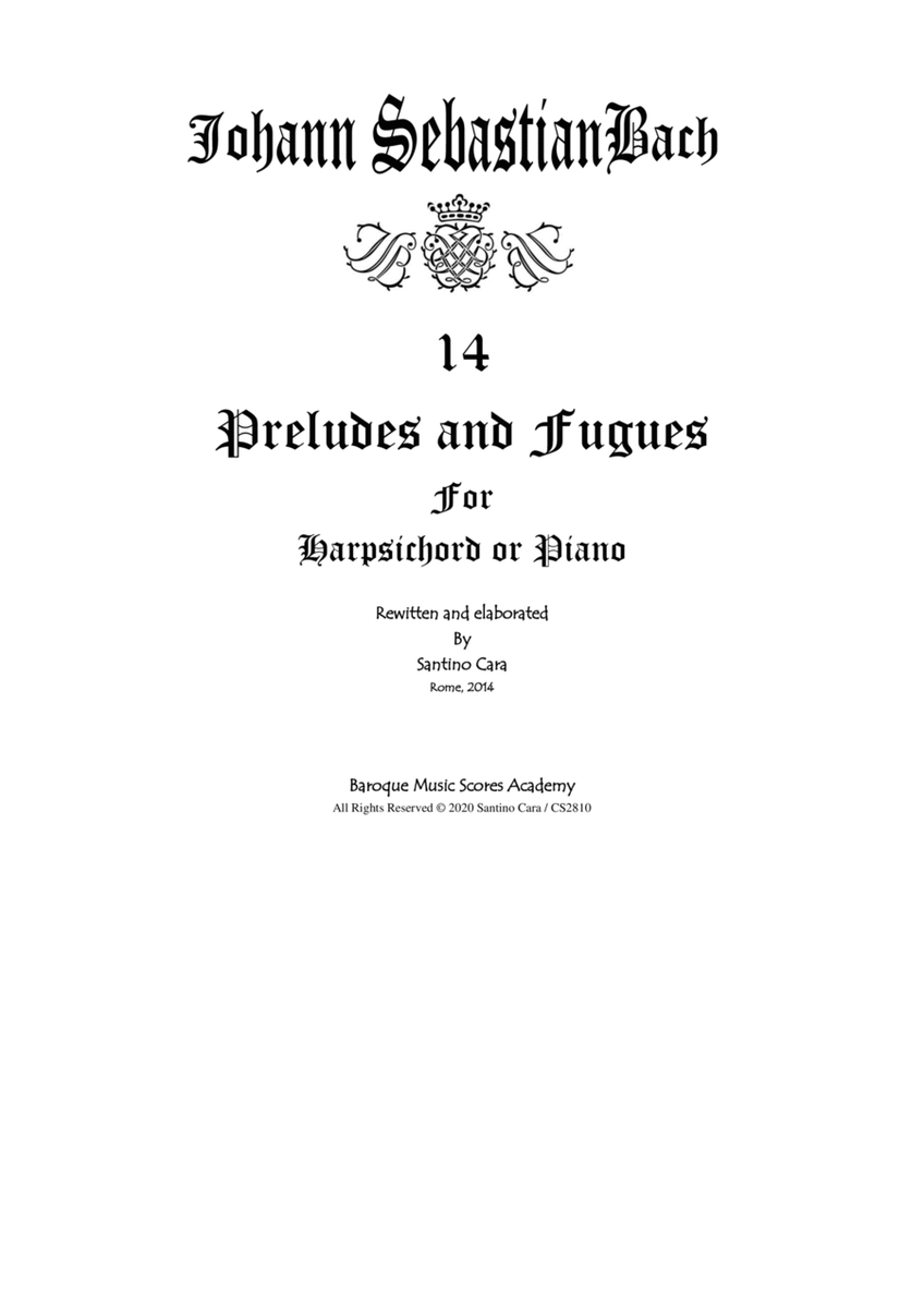 Bach - 14 Preludes and Fugues Book 1 for Harpsichord or Piano image number null