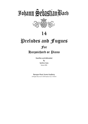 Book cover for Bach - 14 Preludes and Fugues Book 1 for Harpsichord or Piano