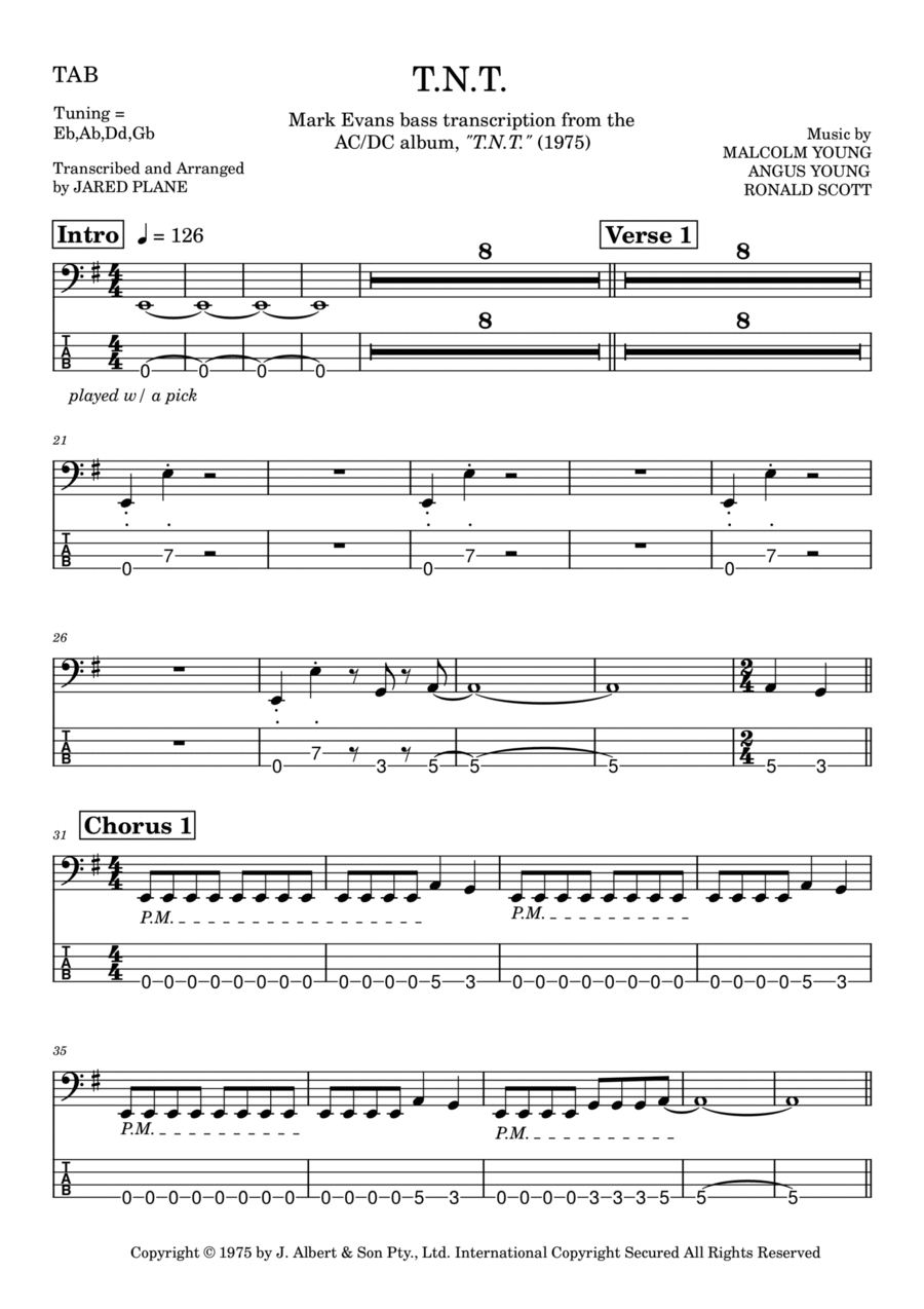 T.n.t. Guitar Tablature scores gallery preview page 1
