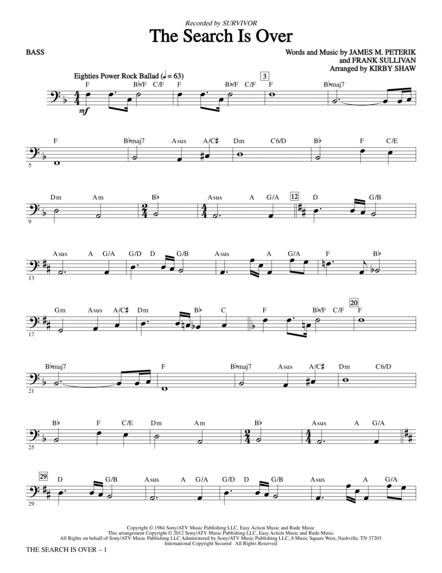The Search Is Over - Bass Choir scores gallery preview page 1