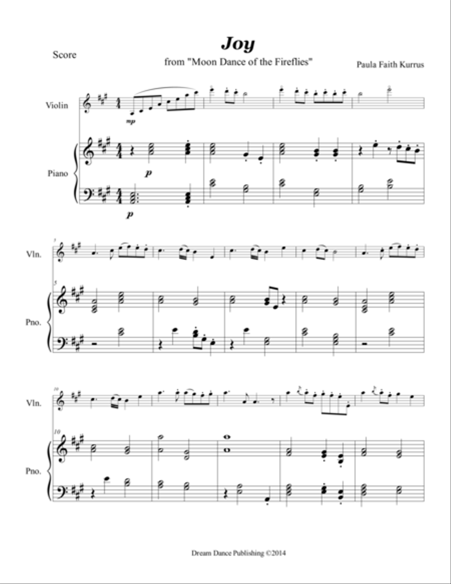 Joy (from Moon Dance of the Fireflies) score Violin Solo scores gallery preview page 1