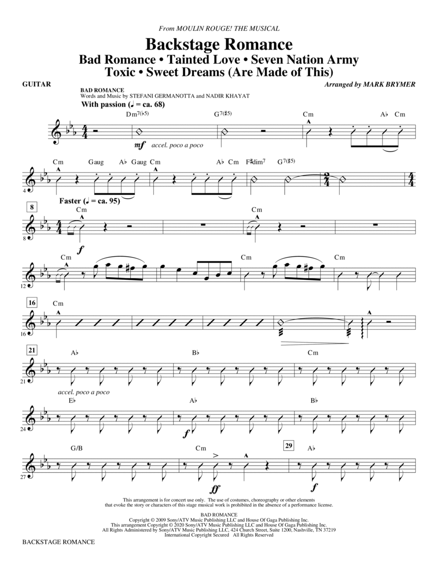 Backstage Romance (from Moulin Rouge! The Musical) - Guitar Choir scores gallery preview page 1
