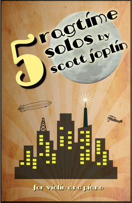 Book cover for Five Ragtime Solos by Scott Joplin for Violin and Piano