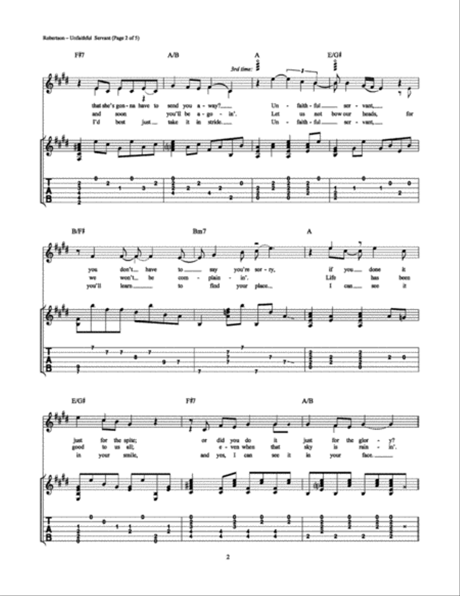 Unfaithful Servant Electric Guitar scores gallery preview page 2