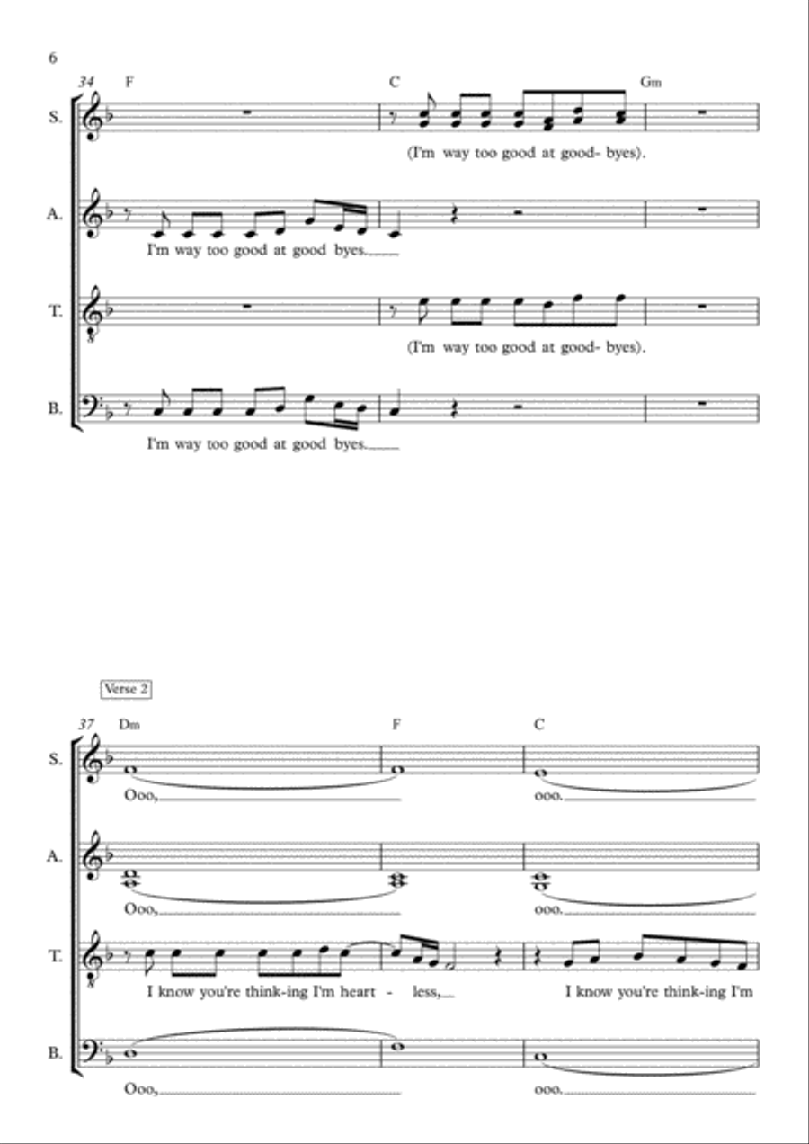Too Good At Goodbyes Too Good At Goodbyes 4-Part scores gallery preview page 6