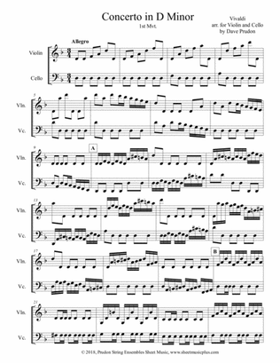 Vivaldi Concerto in D Minor (1st Mvt.) for Violin & Cello