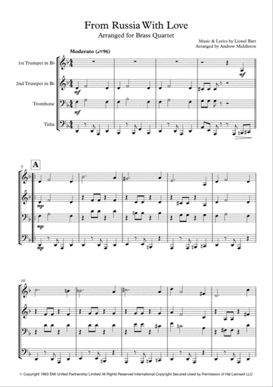 From Russia With Love Brass Ensemble scores gallery preview page 3