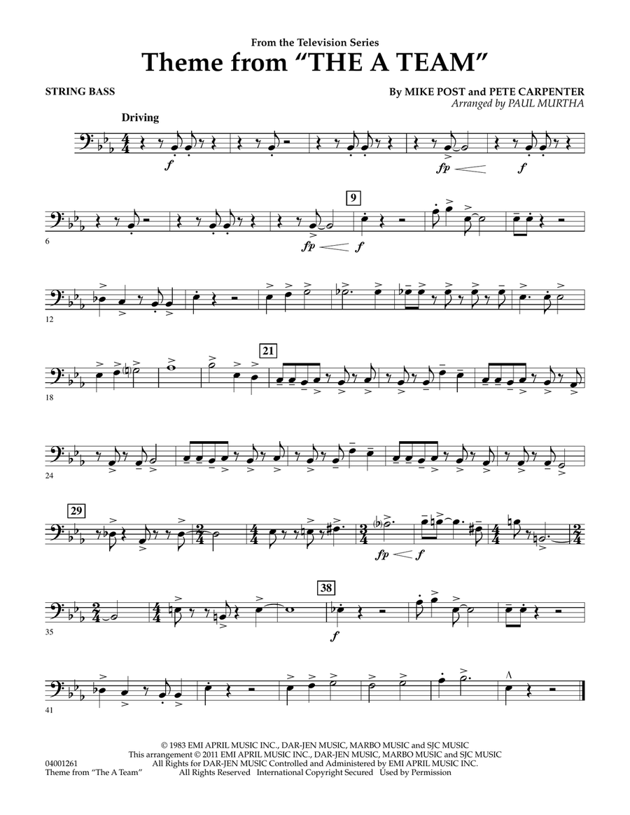 Theme from The A-Team - String Bass Concert Band scores gallery preview page 1