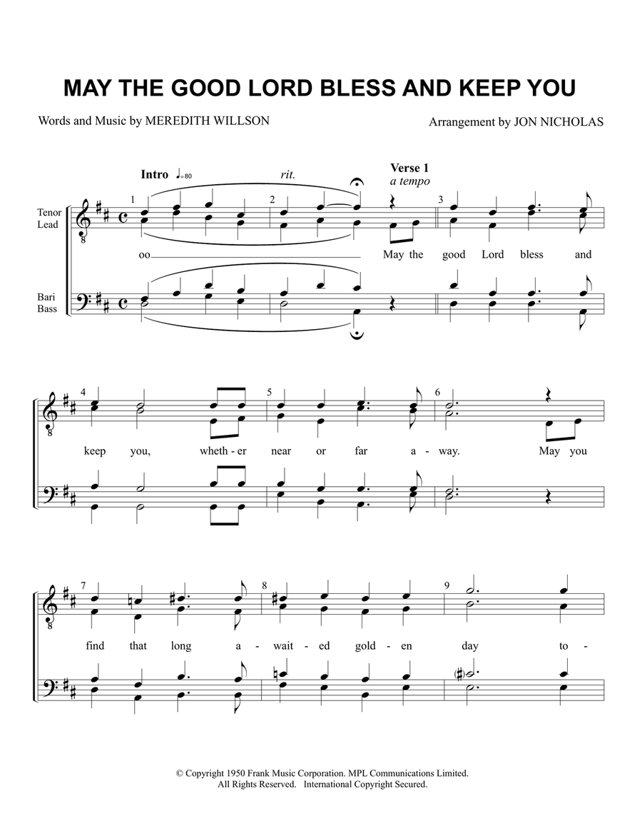 May The Good Lord Bless And Keep You TTBB scores gallery preview page 1