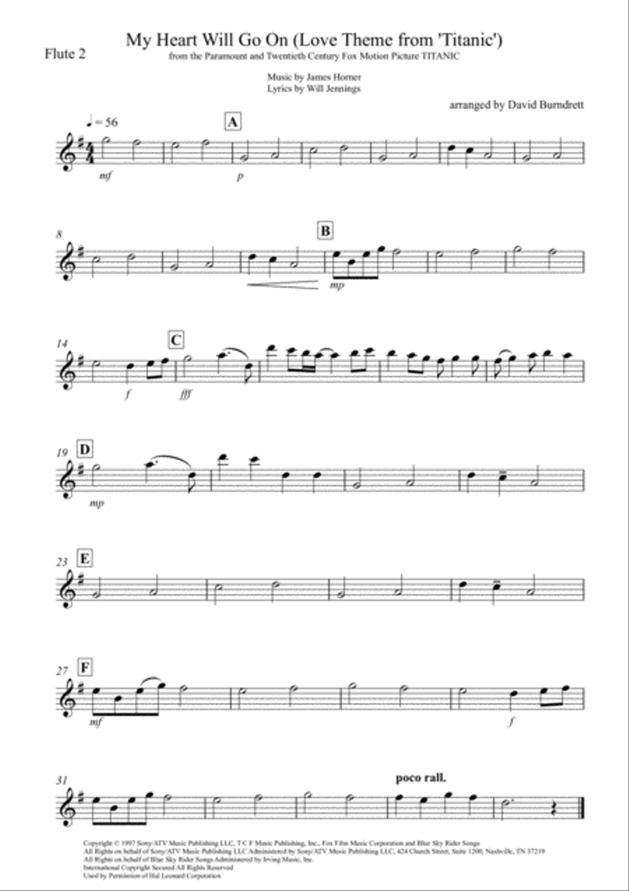 My Heart Will Go On (Love Theme from Titanic) Flute Solo scores gallery preview page 5
