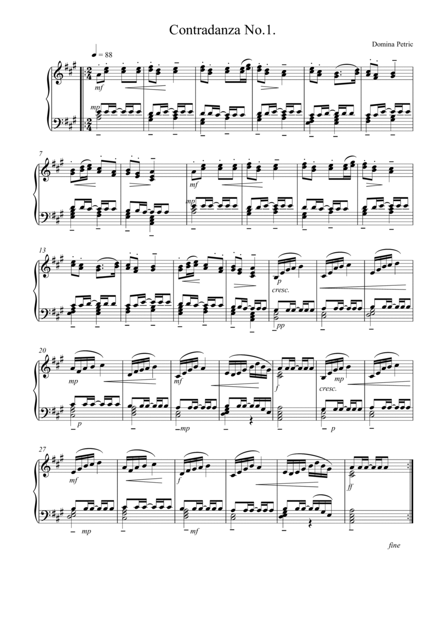 First Contradanza Piano Solo scores gallery preview page 1
