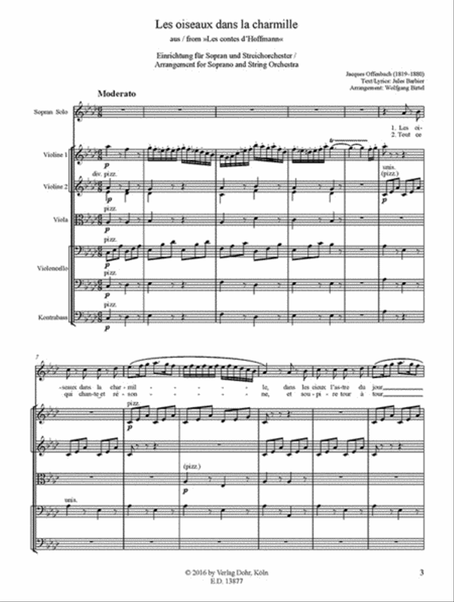 Les oiseaux dans la charmille für Sopran und Streichorchester (aus 