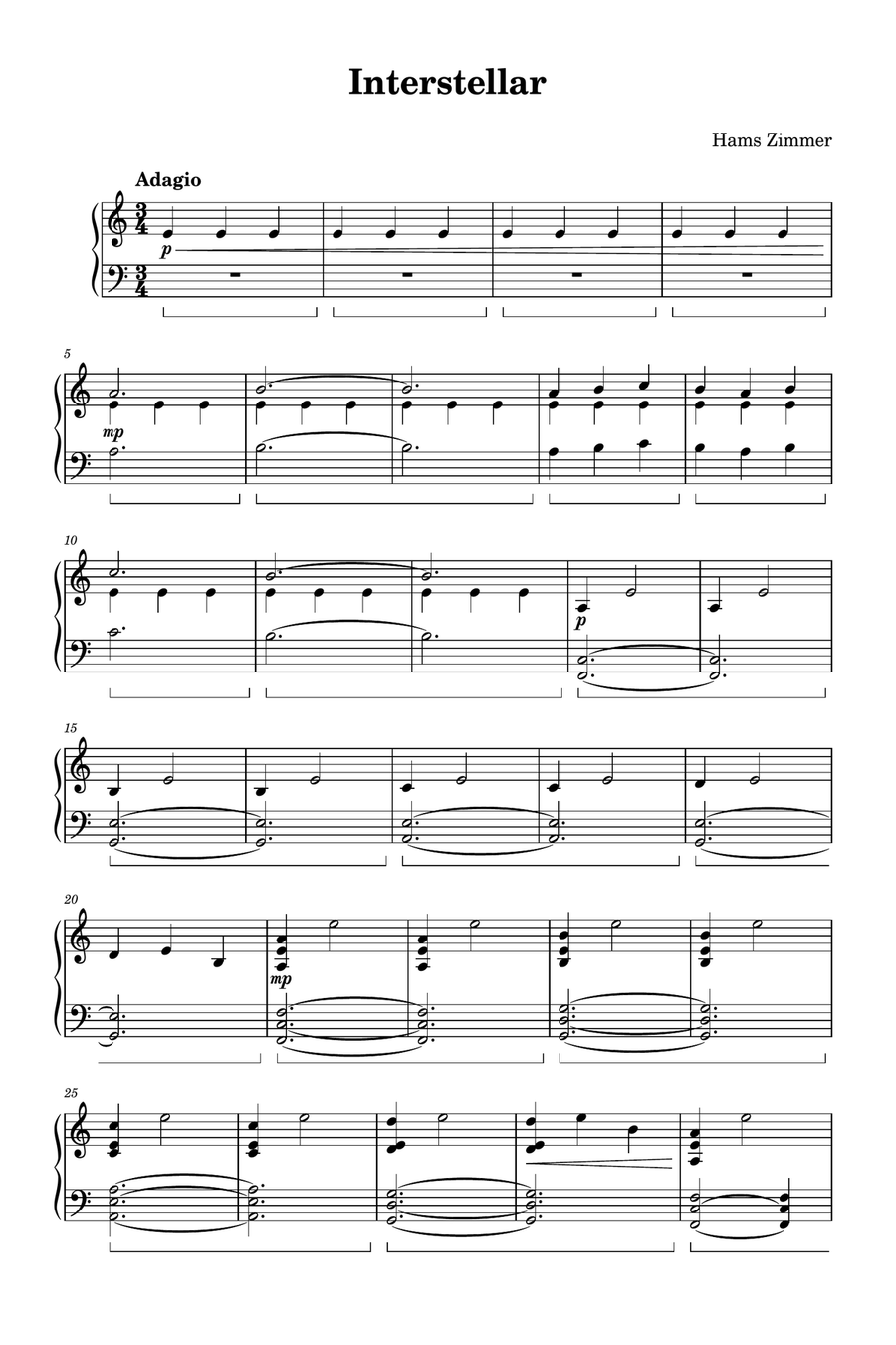 Interstellar Easy Piano scores gallery preview page 1