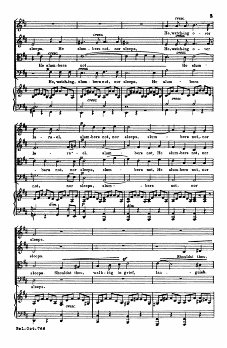 He, Watching Over Israel 4-Part scores gallery preview page 3