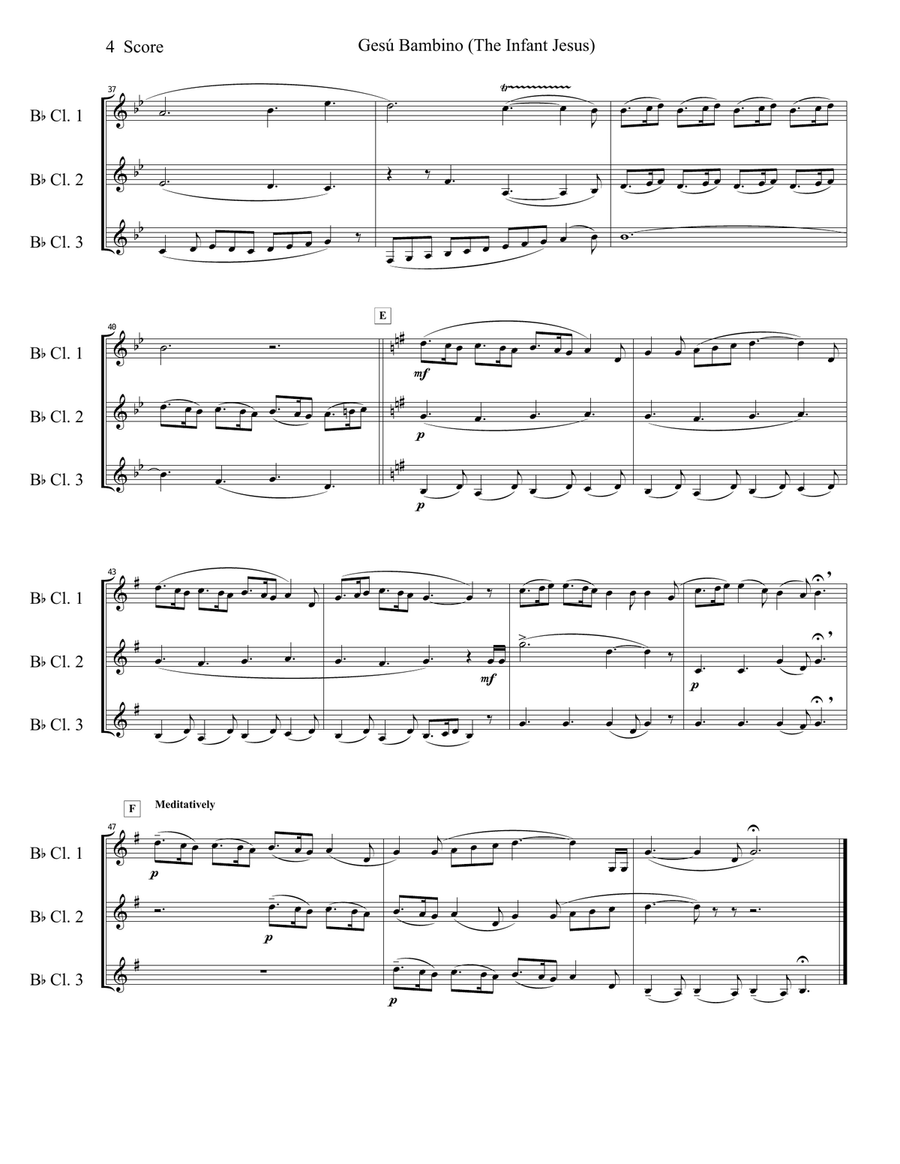 Gesu Bambino (Infant Jesus) for Clarinet Trio Clarinet Trio scores gallery preview page 5