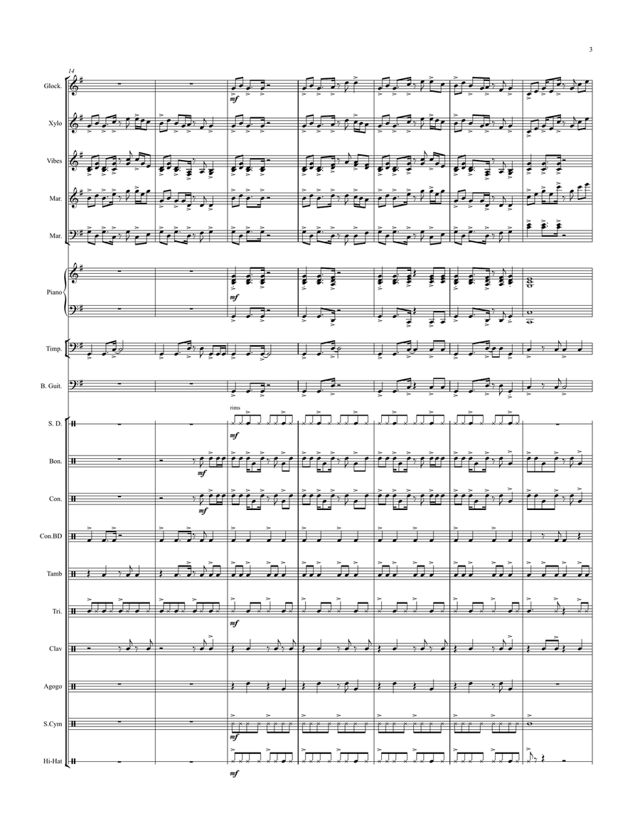 Island Jam #9 - for Percussion Ensemble: Orange Beach Percussion Ensemble scores gallery preview page 4