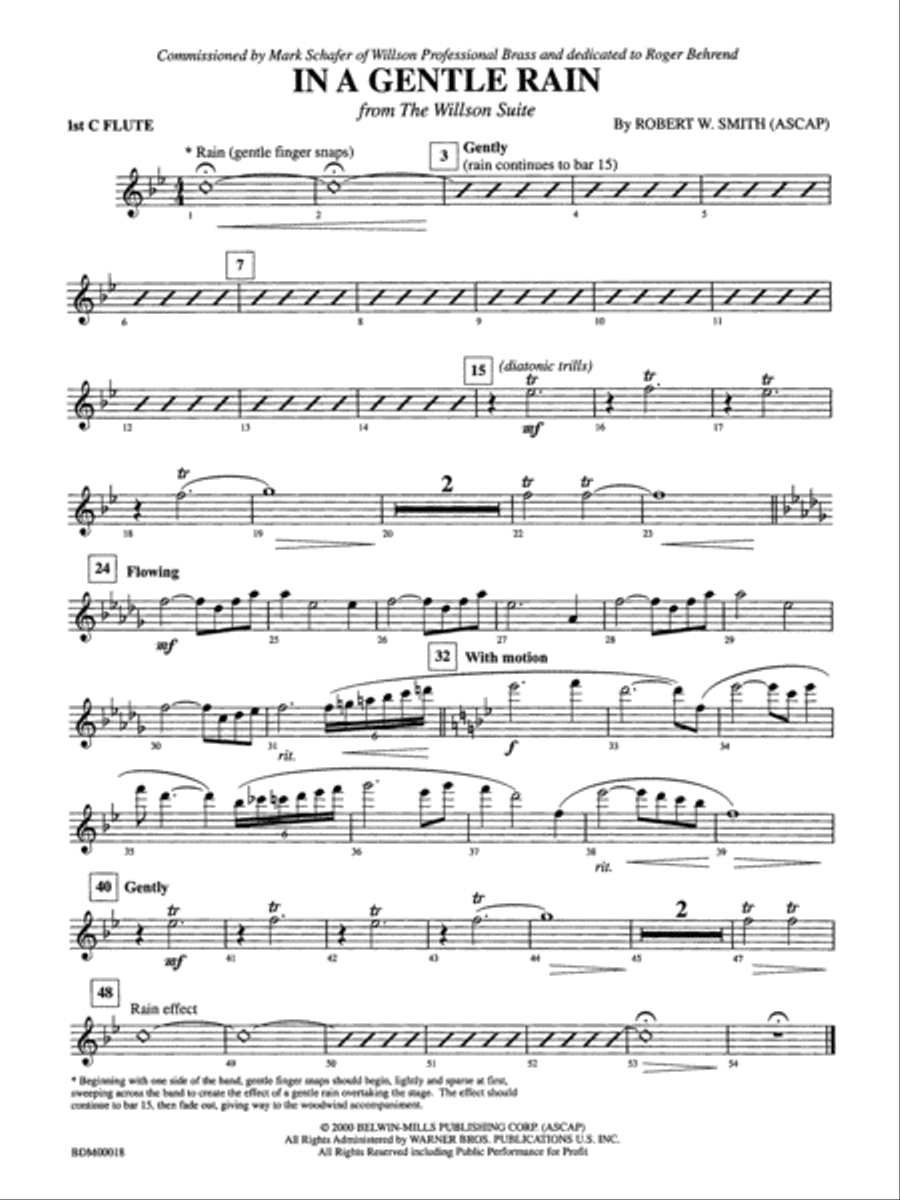 In a Gentle Rain Flute by Robert W. Smith Concert Band