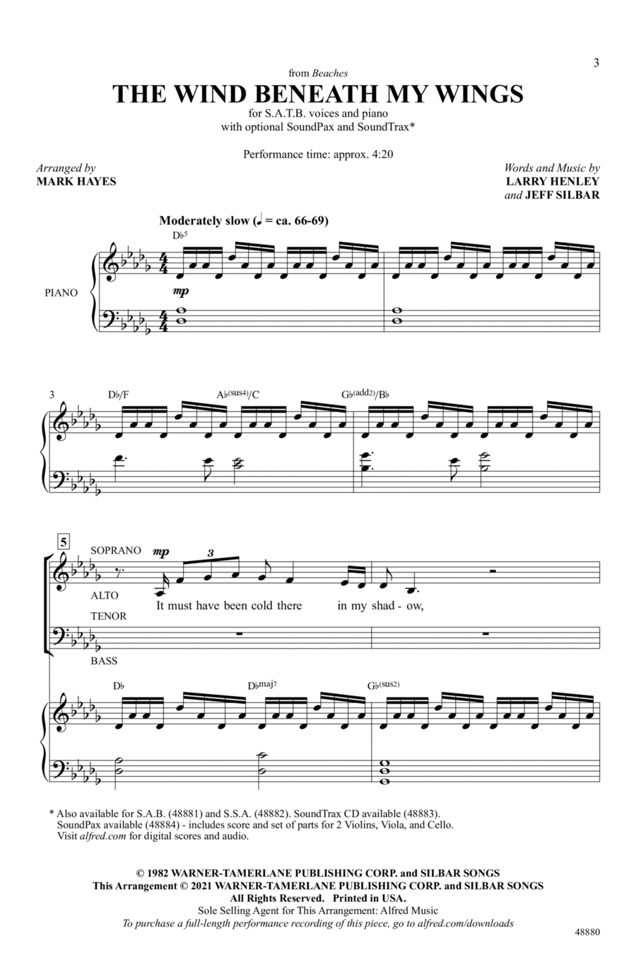 The Wind Beneath My Wings Choir scores gallery preview page 1