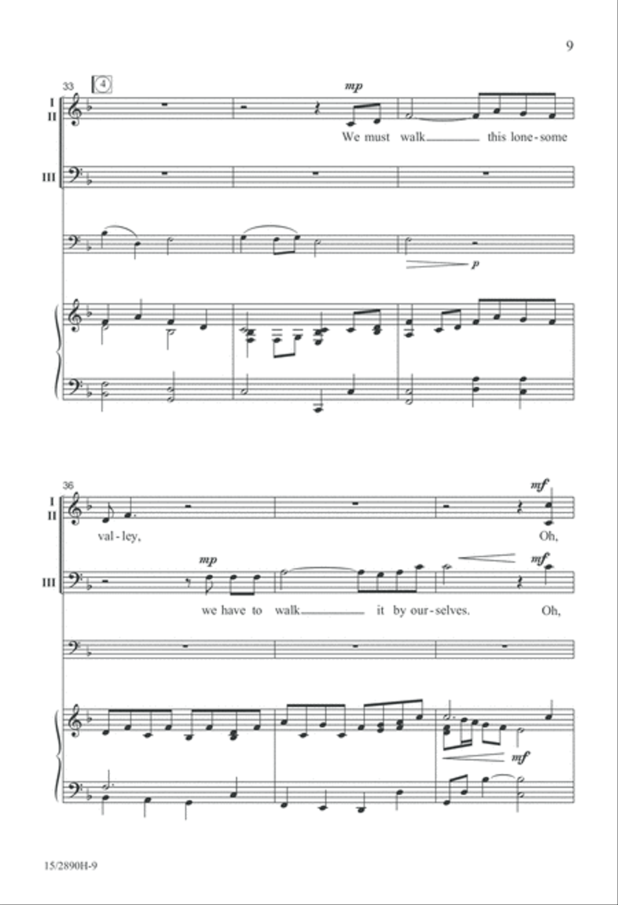Walk This Lonesome Valley 3-Part scores gallery preview page 9