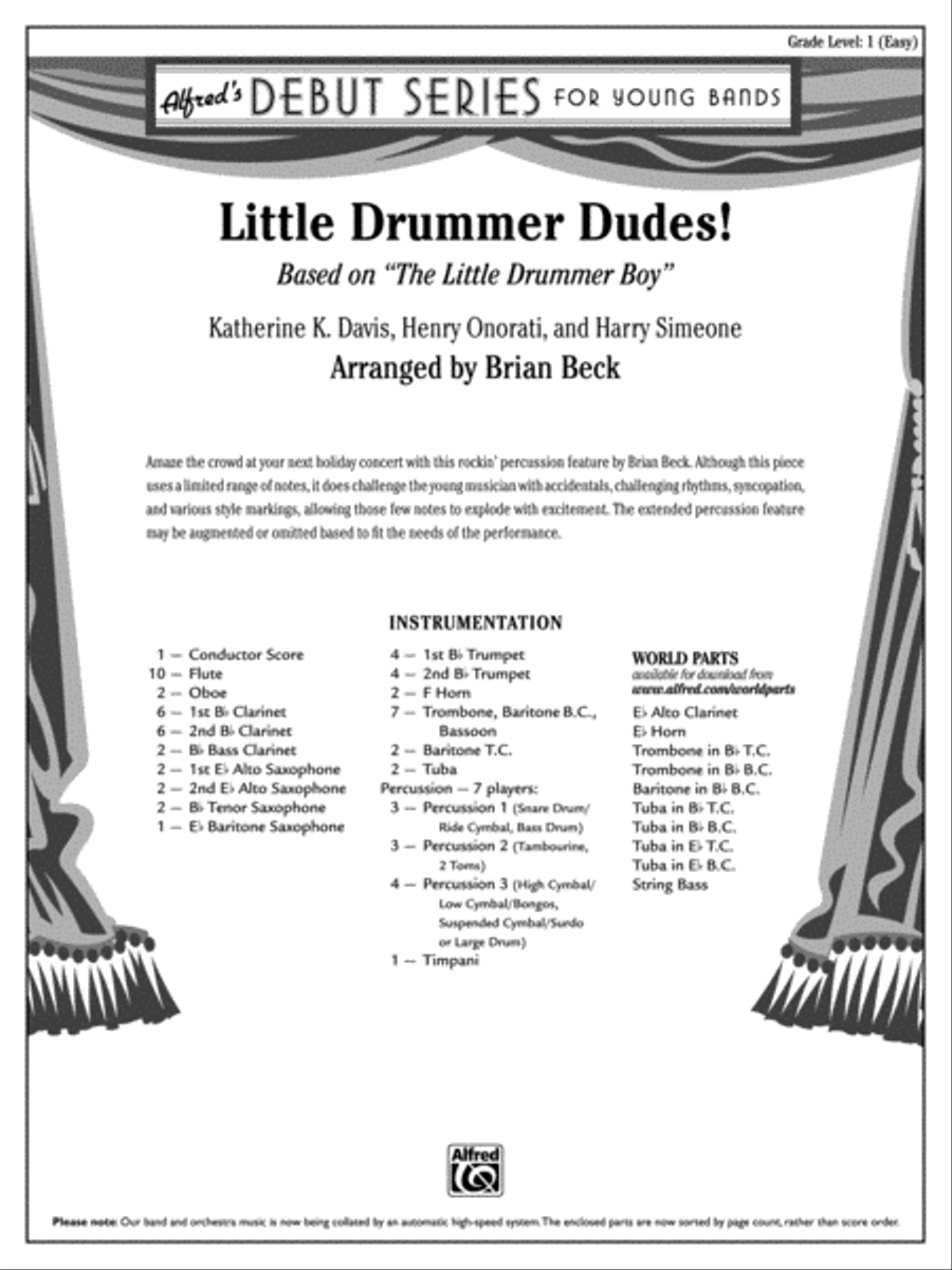 Little Drummer Dudes!: Score Concert Band scores gallery preview page 1