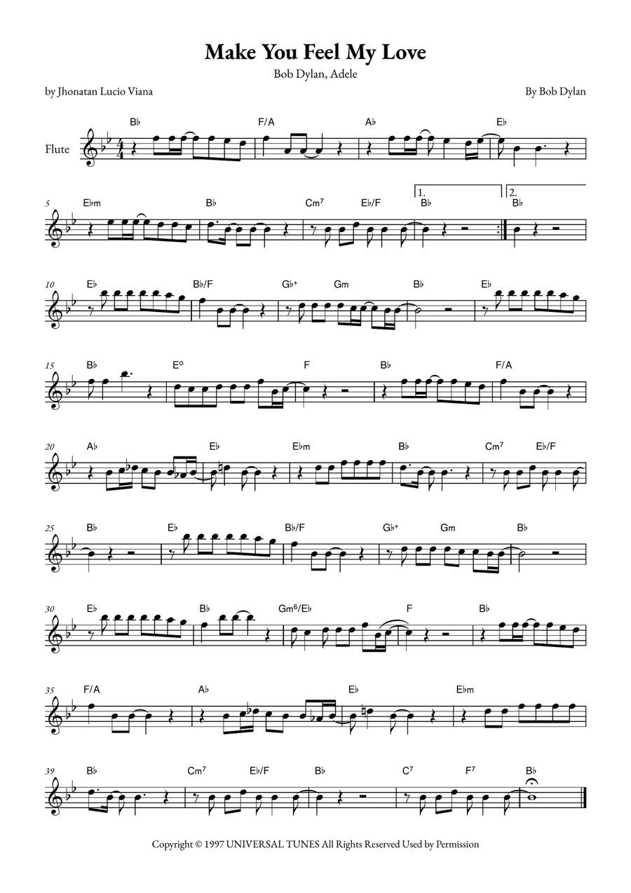 Make You Feel My Love Flute Solo scores gallery preview page 1