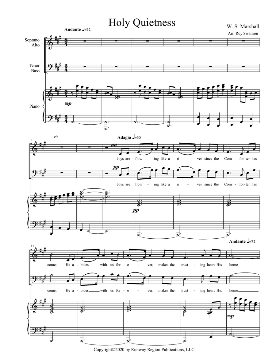 Holy Quietness 4-Part scores gallery preview page 1