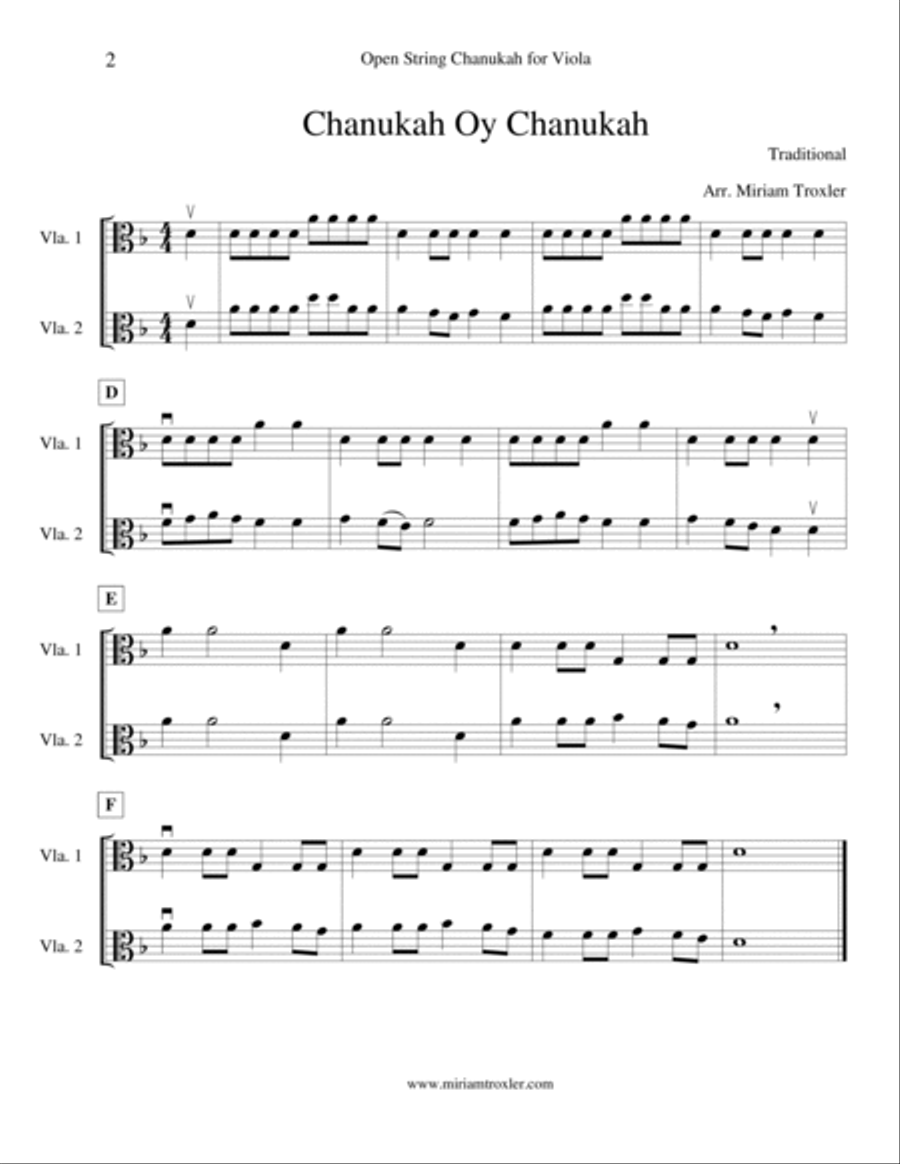 Open String Chanukah for Viola Viola Solo scores gallery preview page 2