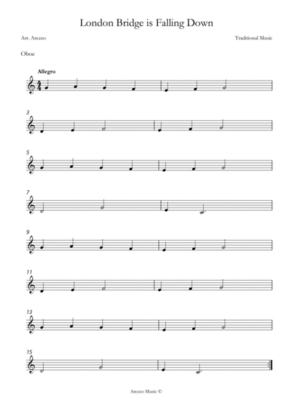 London Bridge is Falling Down Oboe and cello Sheet Music for Beginners image number null