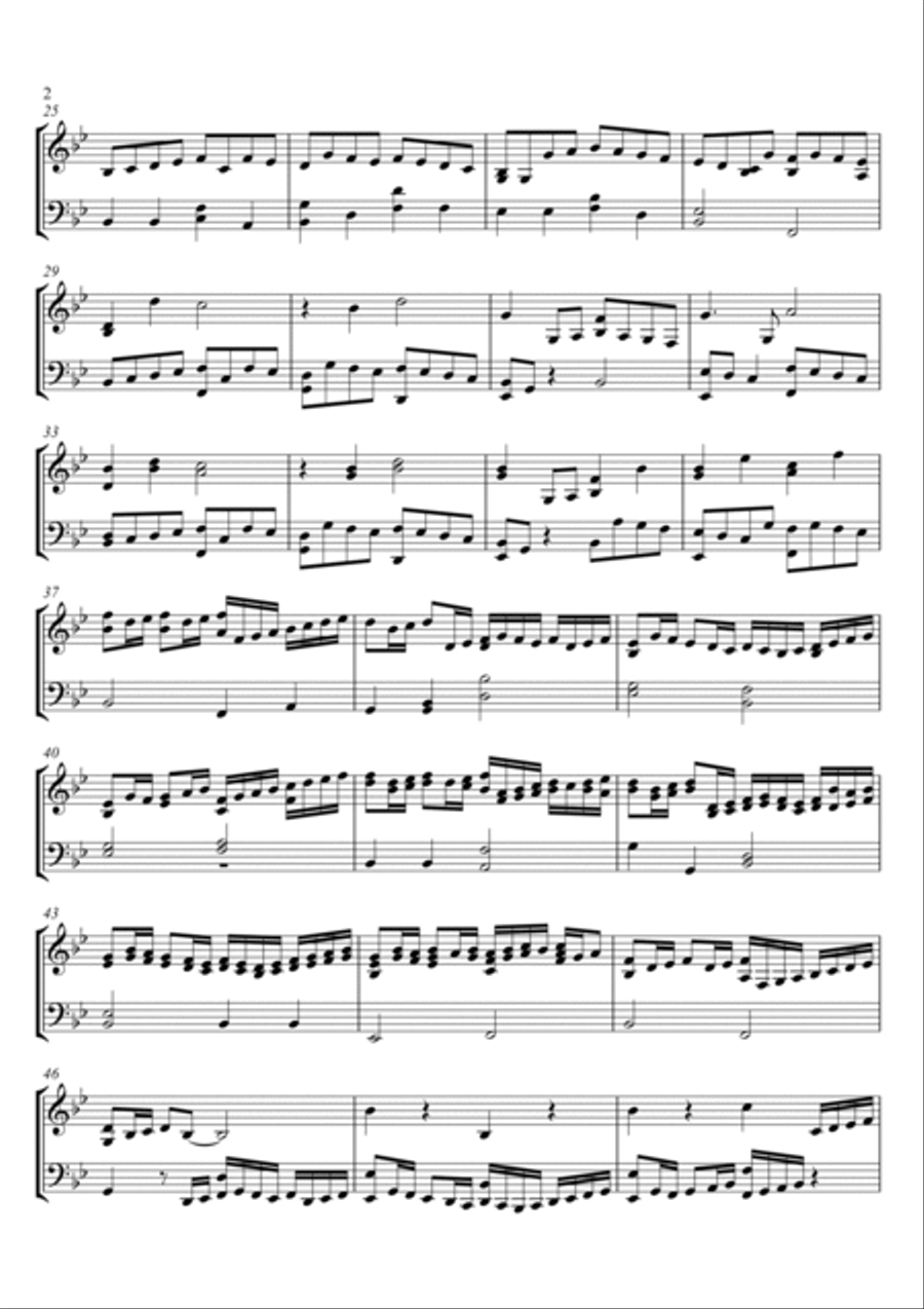 Johann Pachelbel - Canon in D - Bb major key Piano Solo scores gallery preview page 2
