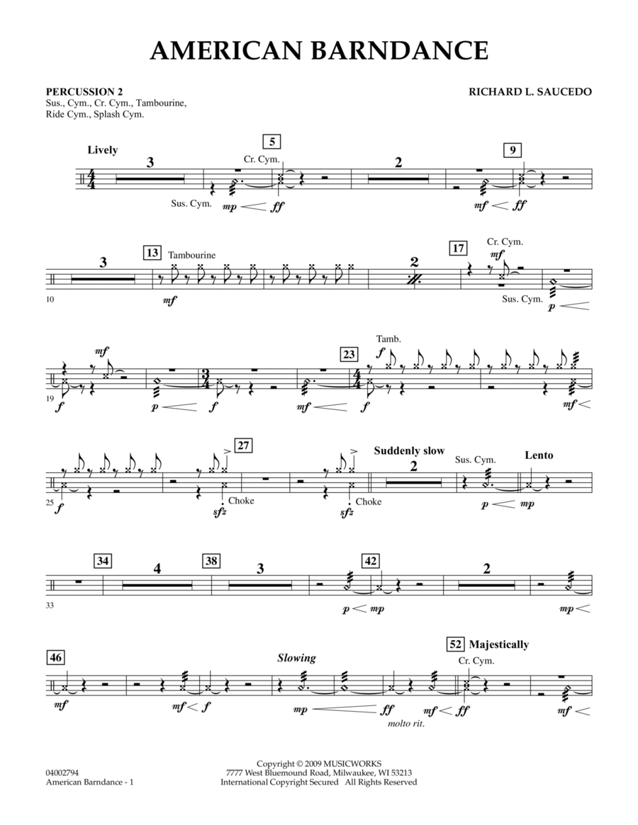 American Barndance - Percussion 2 Concert Band scores gallery preview page 1