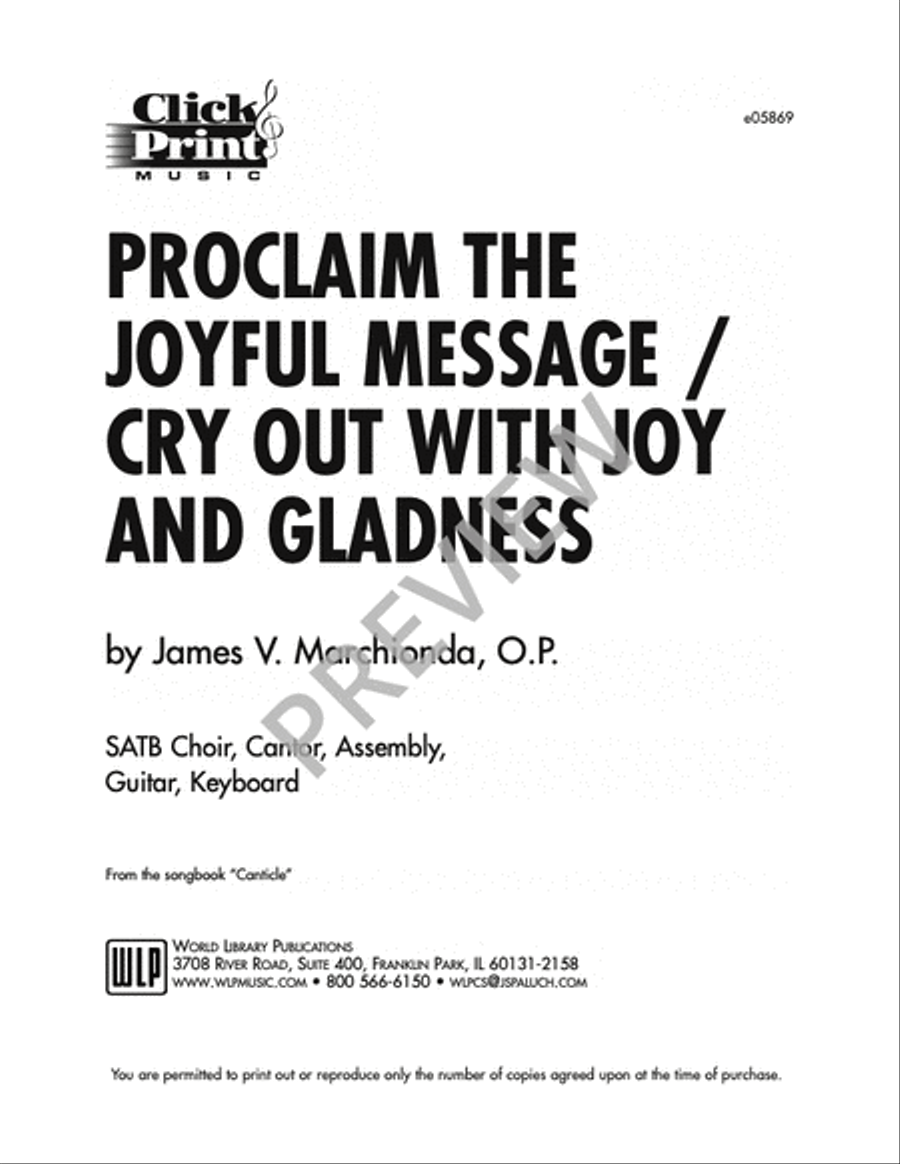 Proclaim the Joyful Message / Cry Out With Joy and Gladness 4-Part scores gallery preview page 7