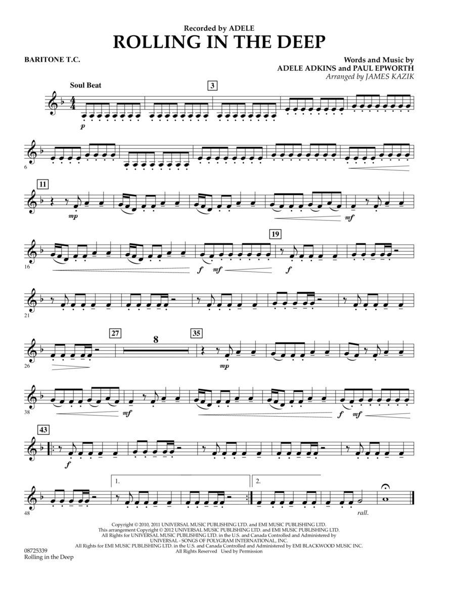 Rolling In The Deep - Baritone T.C. Concert Band scores gallery preview page 1